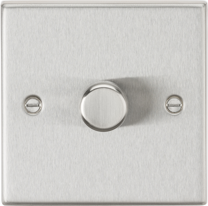 Knightsbridge CS2181BC Square Edge 1G 2 Way 10-200W (5-150W LED) Trailing Edge Dimmer - Brushed Chrome - westbasedirect.com