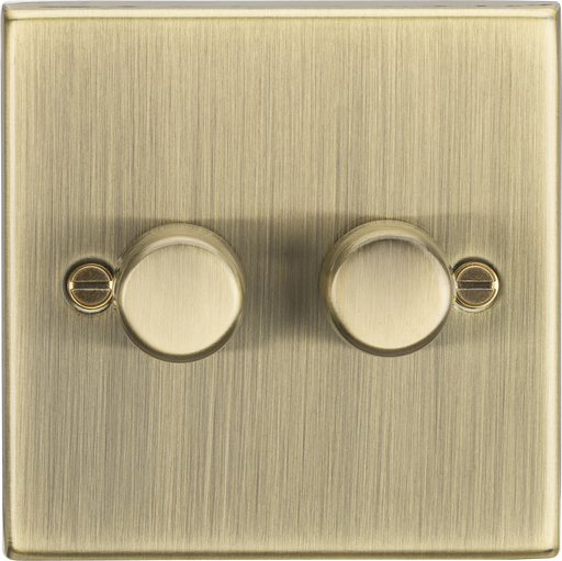 Knightsbridge CS2182AB Square Edge 2G 2 Way 10-200W Trailing Edge Dimmer - Antique Brass - westbasedirect.com