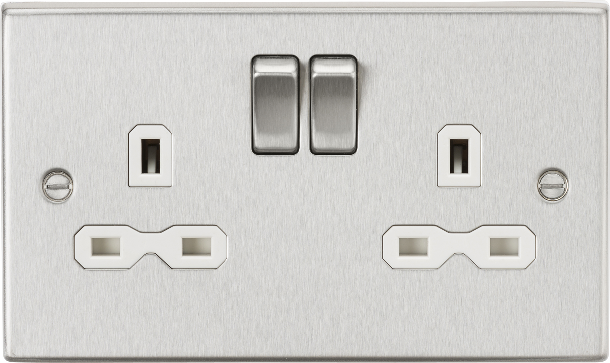 Knightsbridge CS9BCW Square Edge 13A 2G DP Switched Socket - Brushed C ...