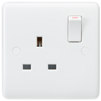 Knightsbridge CU7000S White Curved Edge 13A 1G SP Switched Socket