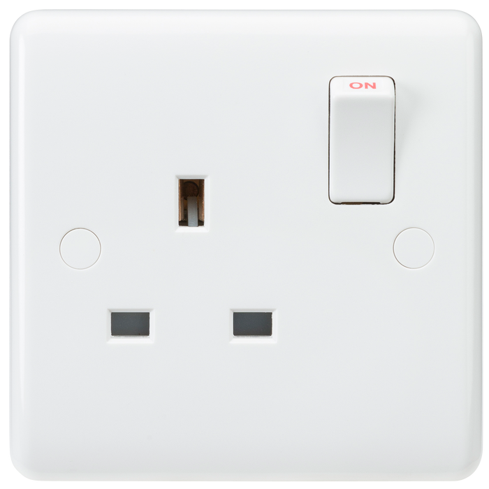 Knightsbridge CU7000 White Curved Edge 13A 1G DP Switched Socket - westbasedirect.com