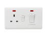 Knightsbridge CU8333NW White Curved 45A DP Cooker Switch + 13A Socket + Neon (White Rocker) - westbasedirect.com
