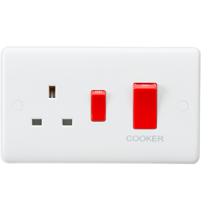 Knightsbridge CU8333 White Curved Edge 45A DP Switch + 13A Switched Socket - westbasedirect.com