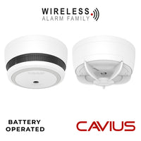 Cavius Battery Powered CV2106 1x Optical Smoke & CV3106 1x Heat Alarm RF 10yr Sealed-in Lithium Battery