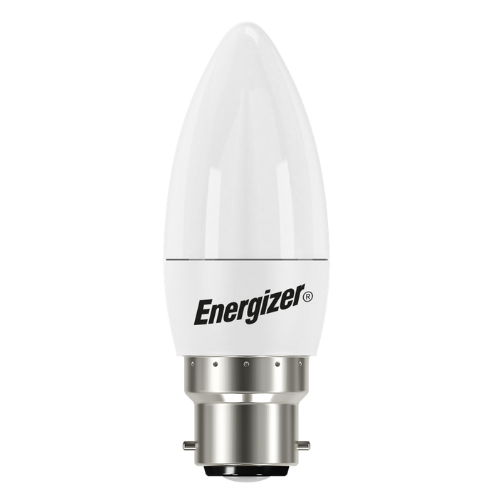 Energizer 5.2W 470lm B22 BC Candle LED Bulb Opal Warm White 2700K - westbasedirect.com