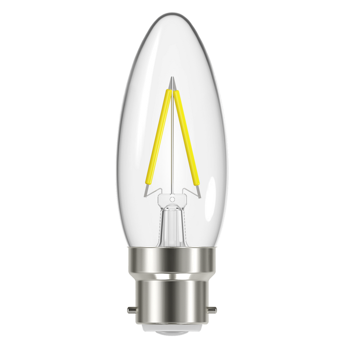 Energizer 2.3W 250lm B22 BC Candle Filament LED Bulb Warm White 2700K - westbasedirect.com