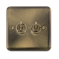 Click Deco Plus DPAB422 10AX 2-Gang 2-Way Toggle Plate Switch - Antique Brass