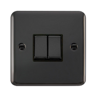 Click Deco Plus DPBN412BK 10AX Ingot 2-Gang 2-Way Plate Switch - Black Nickel (Black)