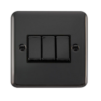 Click Deco Plus DPBN413BK 10AX Ingot 3-Gang 2-Way Plate Switch - Black Nickel (Black)
