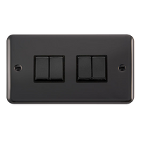 Click Deco Plus DPBN414BK 10AX Ingot 4-Gang 2-Way Plate Switch - Black Nickel (Black)