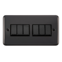 Click Deco Plus DPBN416BK 10AX Ingot 6-Gang 2-Way Plate Switch - Black Nickel (Black)