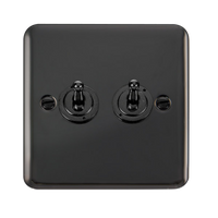 Click Deco Plus DPBN422 10AX 2-Gang 2-Way Toggle Plate Switch - Black Nickel