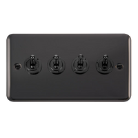 Click Deco Plus DPBN424 10AX 4-Gang 2-Way Toggle Plate Switch - Black Nickel