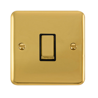 Click Deco Plus DPBR411BK 10AX Ingot 1-Gang 2-Way Plate Switch - Polished Brass (Black)
