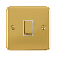 Click Deco Plus DPBR425WH 10AX Ingot 1-Gang Intermediate Plate Switch - Polished Brass (White)