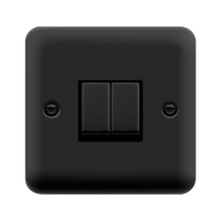 Click Deco Plus DPMB412BK 10AX Ingot 2-Gang 2-Way Plate Switch - Matt Black (Black)
