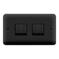 Click Deco Plus DPMB414BK 10AX Ingot 4-Gang 2-Way Plate Switch - Matt Black (Black)