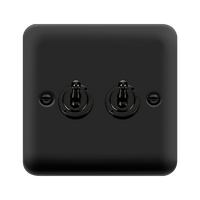 Click Deco Plus DPMB422 10AX 2-Gang 2-Way Toggle Plate Switch - Matt Black