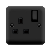 Click Deco Plus DPMB535BK 13A Ingot 1G DP Switched Socket - Matt Black (Black)
