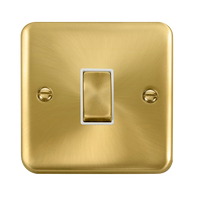 Click Deco Plus DPSB425WH 10AX Ingot 1-Gang Intermediate Plate Switch - Satin Brass (White)