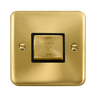 Click Deco Plus DPSB520BK 10A Ingot 3 Pole Fan Isolation Plate Switch - Satin Brass (Black)