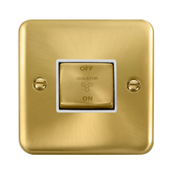Click Deco Plus DPSB520WH 10A Ingot 3 Pole Fan Isolation Plate Switch - Satin Brass (White)