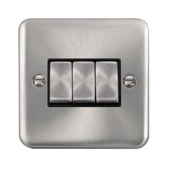 Click Deco Plus DPSC413BK 10AX Ingot 3-Gang 2-Way Plate Switch - Satin ...