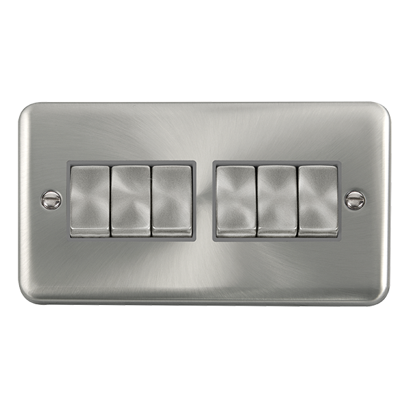 Click Deco Plus DPSC416GY 10AX Ingot 6-Gang 2-Way Plate Switch - Satin ...