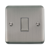 Click Deco Plus DPSS411GY 10AX Ingot 1-Gang 2-Way Plate Switch - Stainless Steel (Grey)