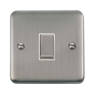 Click Deco Plus DPSS411WH 10AX Ingot 1-Gang 2-Way Plate Switch - Stainless Steel (White)