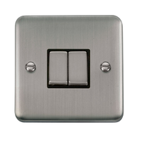 Click Deco Plus DPSS412BK 10AX Ingot 2-Gang 2-Way Plate Switch - Stainless Steel (Black)