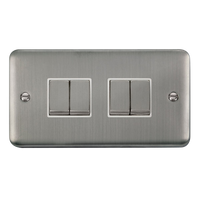 Click Deco Plus DPSS414WH 10AX Ingot 4-Gang 2-Way Plate Switch - Stainless Steel (White)