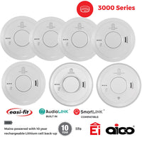 Aico 5x Ei3016 Optical Smoke, 1x Ei3014 Heat & 1x Ei3018 CO Alarm Kit Mains Powered with 10 Year Rechargeable Lithium Back-up