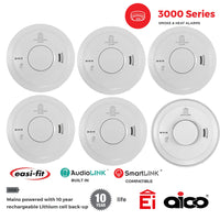Aico 5x Ei3016 Optical Smoke & 1x Ei3014 Heat Alarm Kit Mains Powered with 10 Year Rechargeable Lithium Back-up