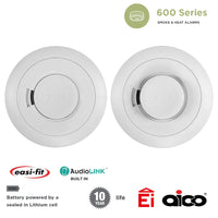 Aico 1x Ei650i Optical Smoke & 1x Ei630i Heat Alarm Kit Battery Powered with 10 Year Sealed-In Lithium Battery