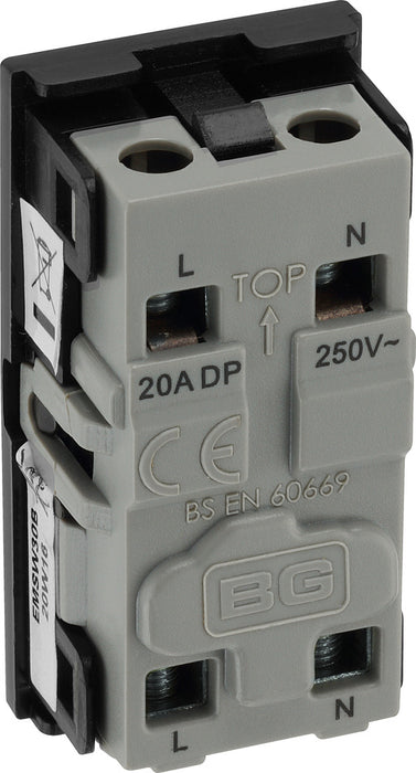 BG EMSW30B Euro Module 20A DP Switch - Black - westbasedirect.com