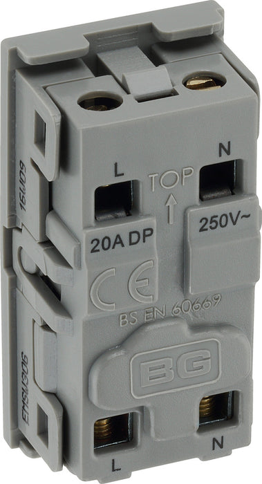 BG EMSW30G Euro Module 20A DP Switch - Grey - westbasedirect.com