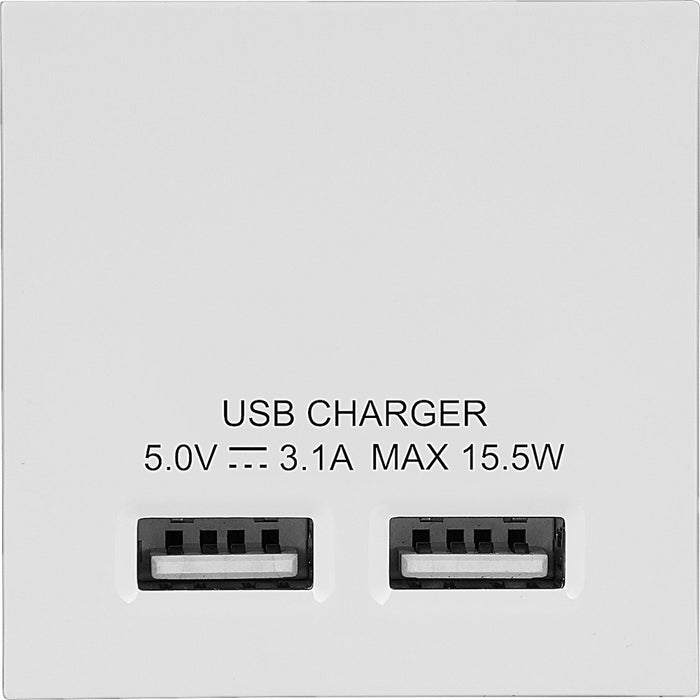 BG EMUSB3W Euro Module 3.1A USB Charger - White - westbasedirect.com