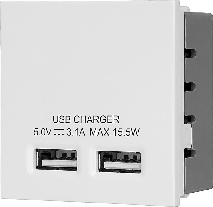 BG EMUSB3W Euro Module 3.1A USB Charger - White - westbasedirect.com