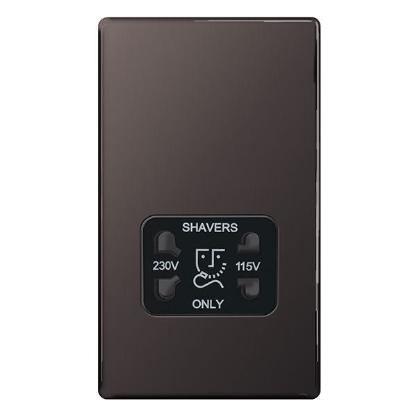 FBN20B Flatplate Screwless Dual Voltage Shaver Socket Black Nickel