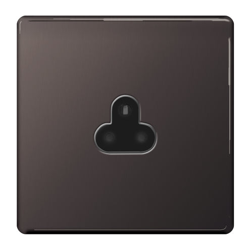 BG Electrical Flatplate 2A Round Pin Unswitched Socket - Black Nickel