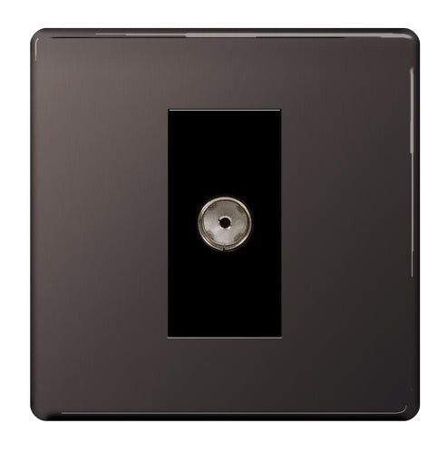 BG FBN62 Flatplate Screwless TV Aerial Socket - Black Nickel
