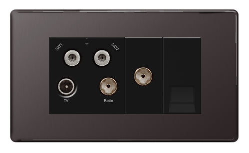 FBN69 Flatplate Screwless Quadplex TV FM SAT Nickel