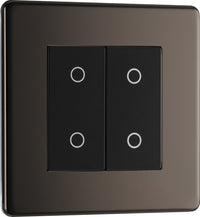 BG FBNTDS2B-K Flatplate Screwless 2-Way Secondary 200W Double Touch Dimmer Switch - Black Nickel (Black)