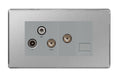 BG FBS68 Flatplate Screwless Triplex TV/FM/Sat Socket + Return & Tel. - Brushed Steel - westbasedirect.com