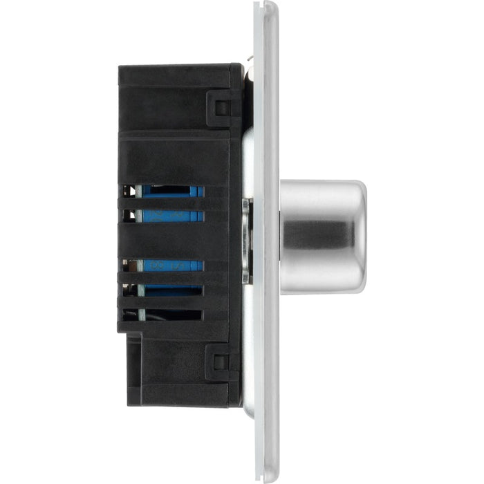 BG FBS82 Flatplate Screwless 2-Way Double Trailing Edge Dimmer Push On/Off - Brushed Steel - westbasedirect.com