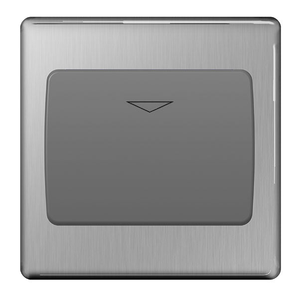 BG FBSKYCSG Flatplate Screwless Hotel Key Card Switch 16A - Grey Insert - Brushed Steel