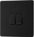 BG FFB42 Flatplate Screwless Double Light Switch 10A - Matt Black (5 Pack) - westbasedirect.com