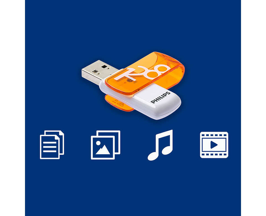 Philips USB 2.0 128GB Vivid Edition Orange - westbasedirect.com