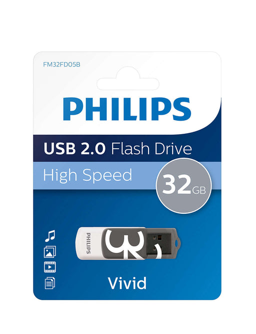 Philips USB 2.0 32GB Vivid Edition Grey - westbasedirect.com